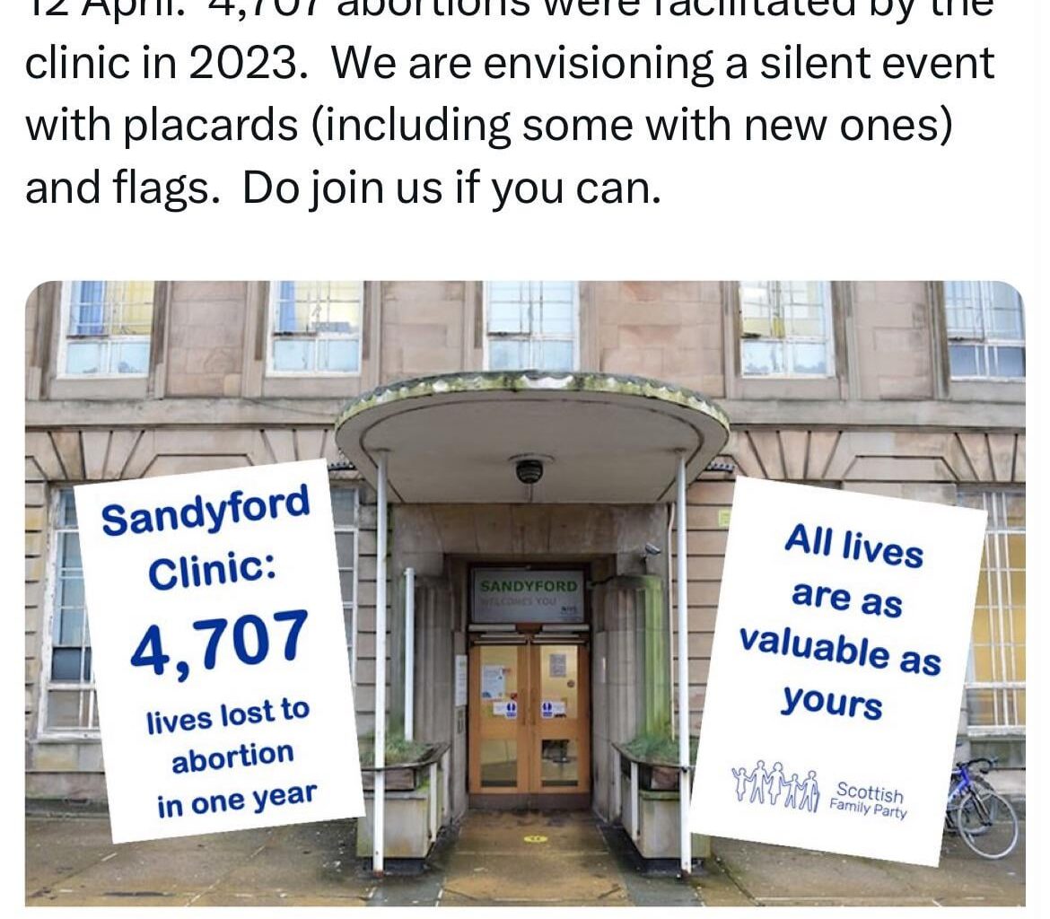 The Scottish Family Party are planing to target the Sandyford Clinic