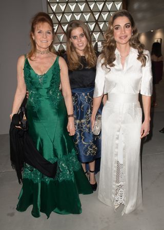 Sarah Ferguson, Princess Beatrice and Queen Rania at a 2017 fashion event