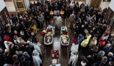 The funeral for the children killed in Kryvyi Rih last week from a Russian attack
