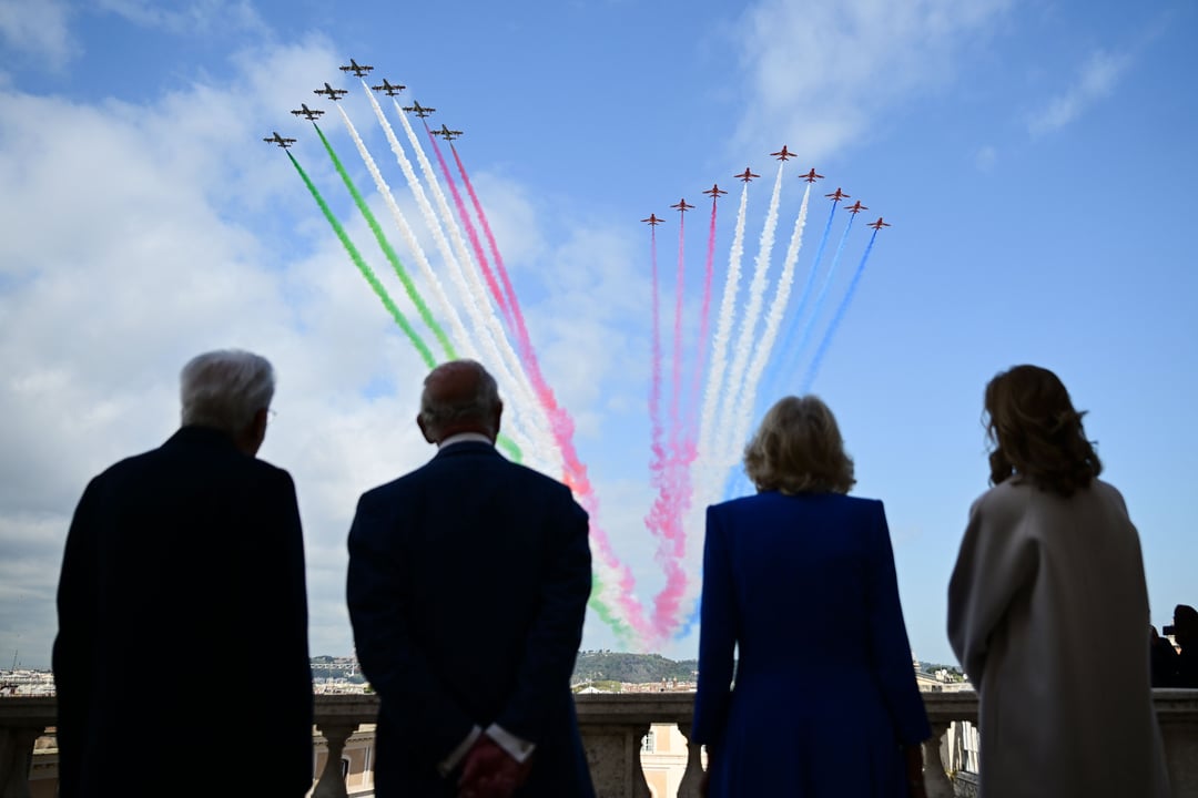 Italy delivers joint flypast for King Charles and Queen Camilla