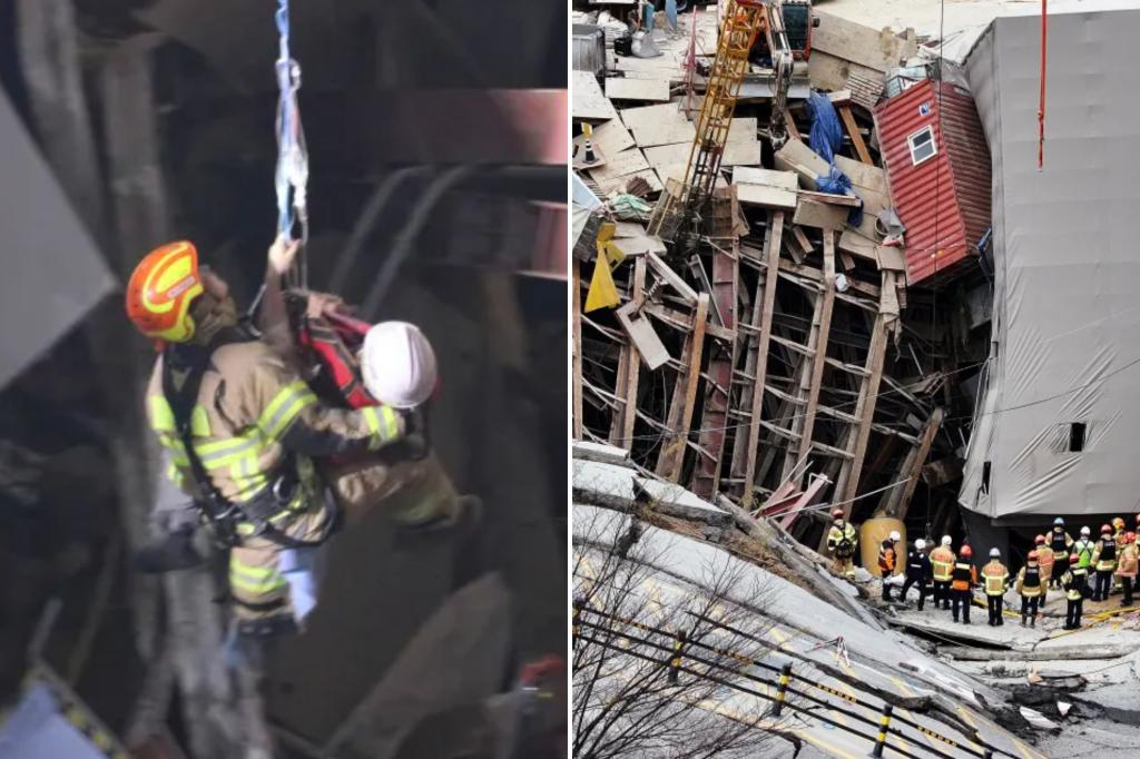 South Korea worker rescued from collapsed subway construction site