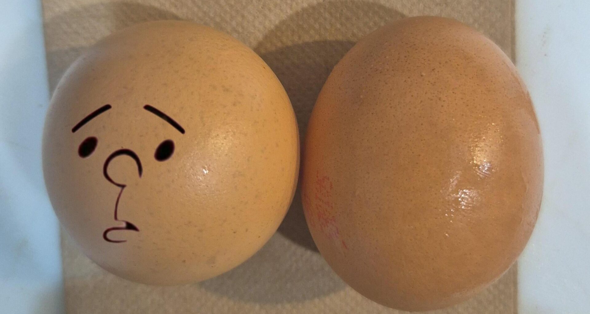 Saw an egg that reminded me of Karl Pilkington