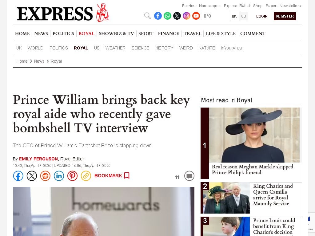Prince William brings back key royal aide who recently gave bombshell TV interview