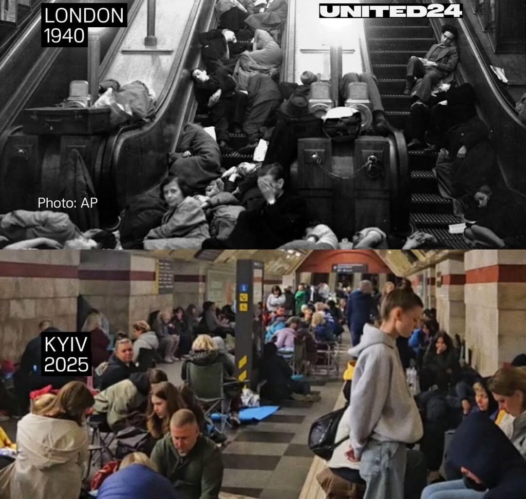 London under Nazi bombs in 1940. Kyiv under Russian missiles in 2025. Feel the difference? Exactly — there is none.