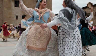 Sardana dancing in Montserrat, Catalonia