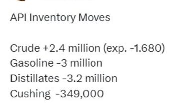 Oil - private survey of inventory shows a headline crude oil build vs, draw expected