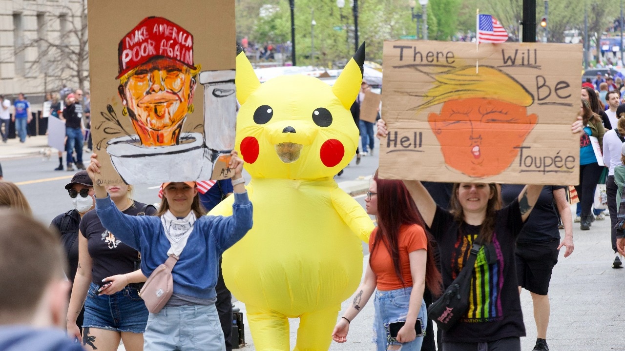 Pokemon pikachu leads protests against Trump, Musk: After Turkey, Pikachu steals the thunder in Hands Off protests against Trump