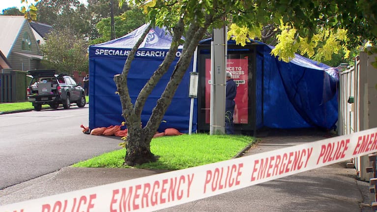 Police at the scene of the fatal assault on St Johns Rd on Sunday.