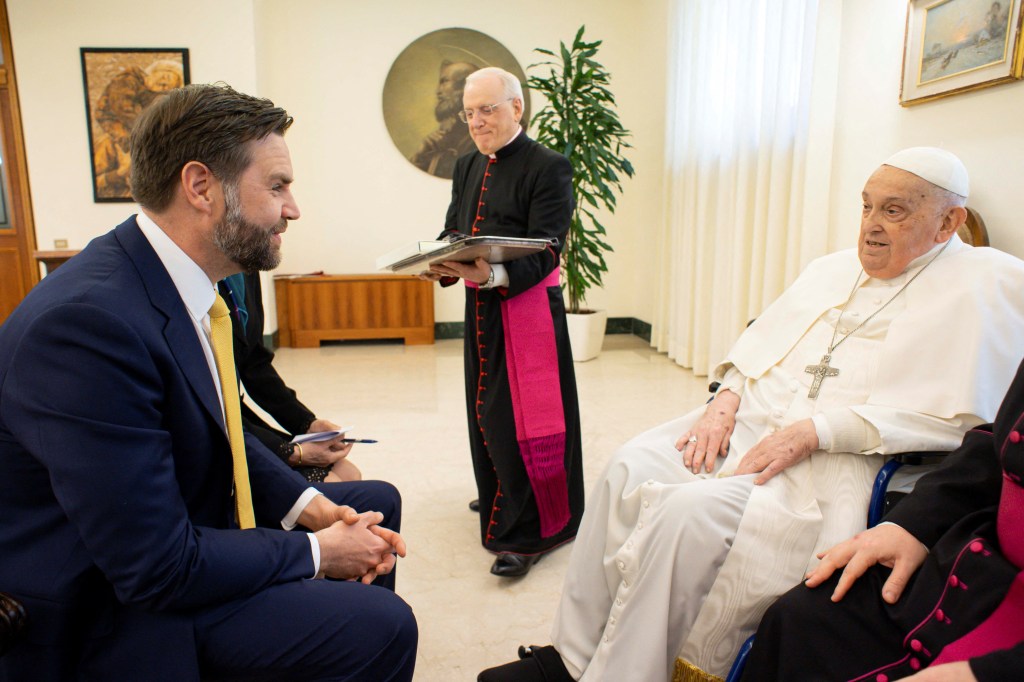 Pope Francis and U.S. Vice President JD Vance meeting at the Vatican on Easter Sunday, April 20, 2025