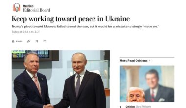 Keep working toward peace in Ukraine. Trump’s pivot toward Moscow failed to end the war, but it would be a mistake to simply ‘move on.’