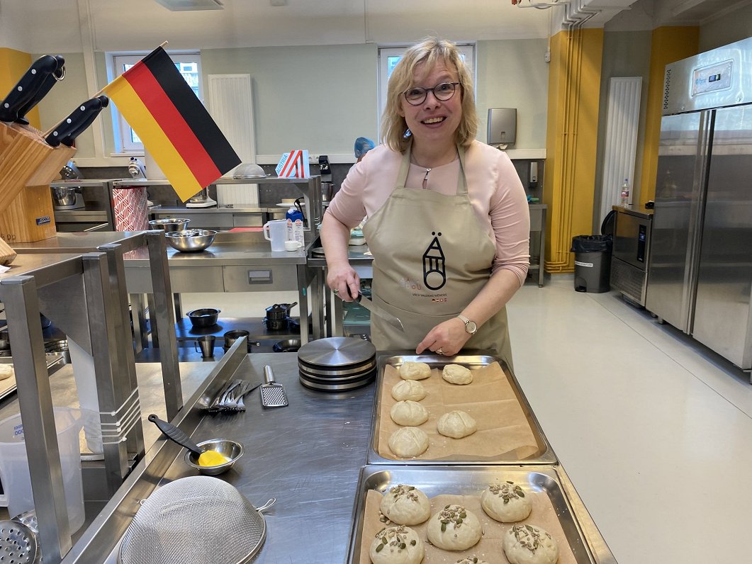 German ambassador Gudrun Masloch prepares Frühstücksbrötchen