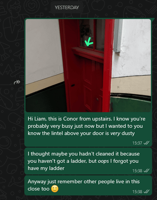 New neighbours just moved in downstairs from me and eh, wow, rude!