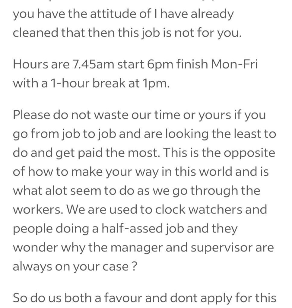 Don't think i have seen a more aggressive job advertisement.