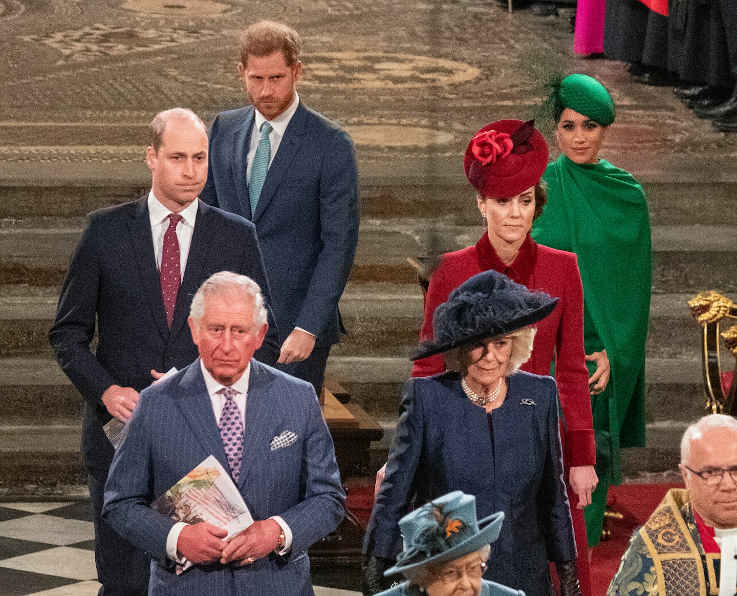 Prince William, Prince Harry, Meghan Markle, Kate MIddleton, King Charles and Queen Camilla