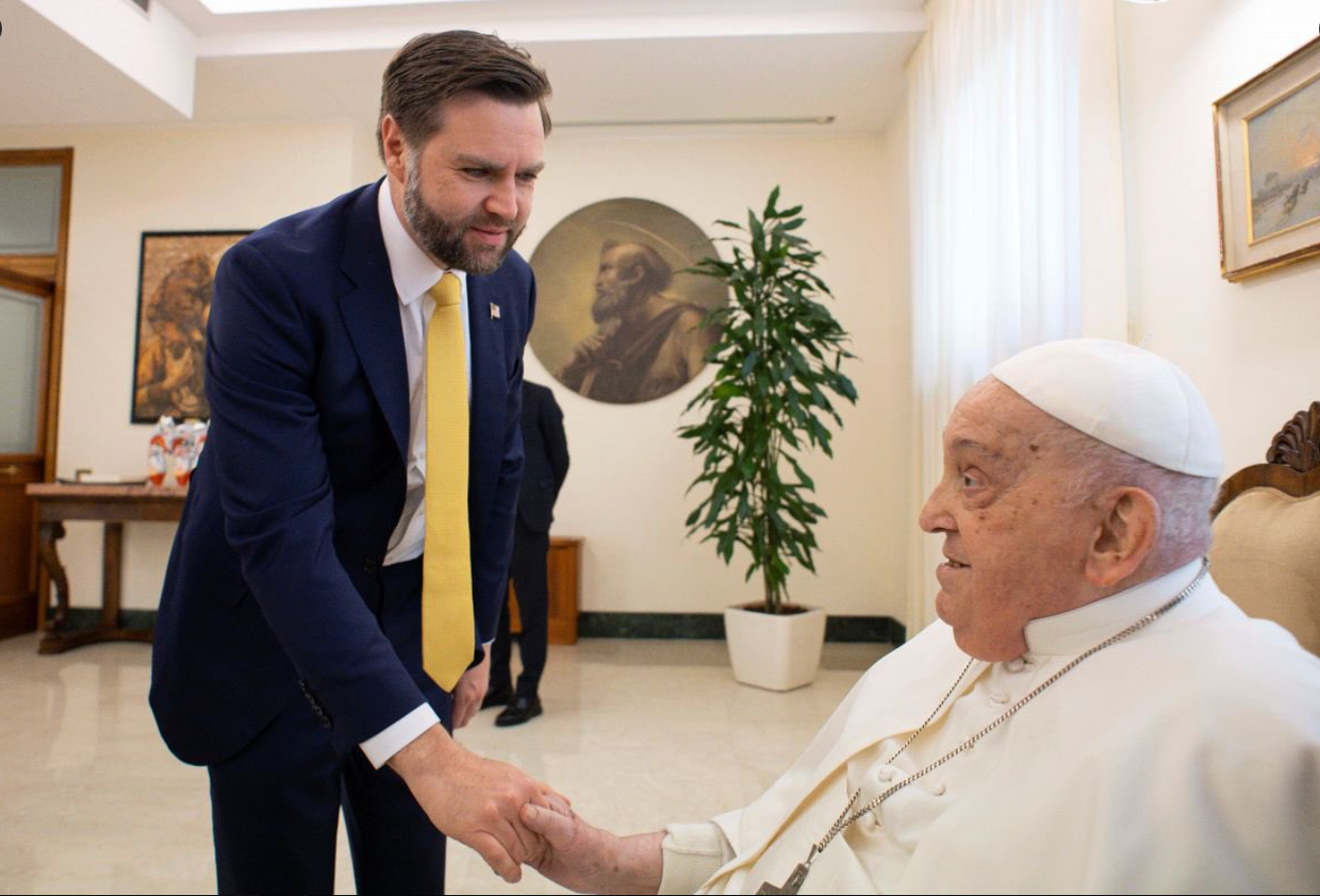 Vice President JD Vance shaking hands with Pope Francis 