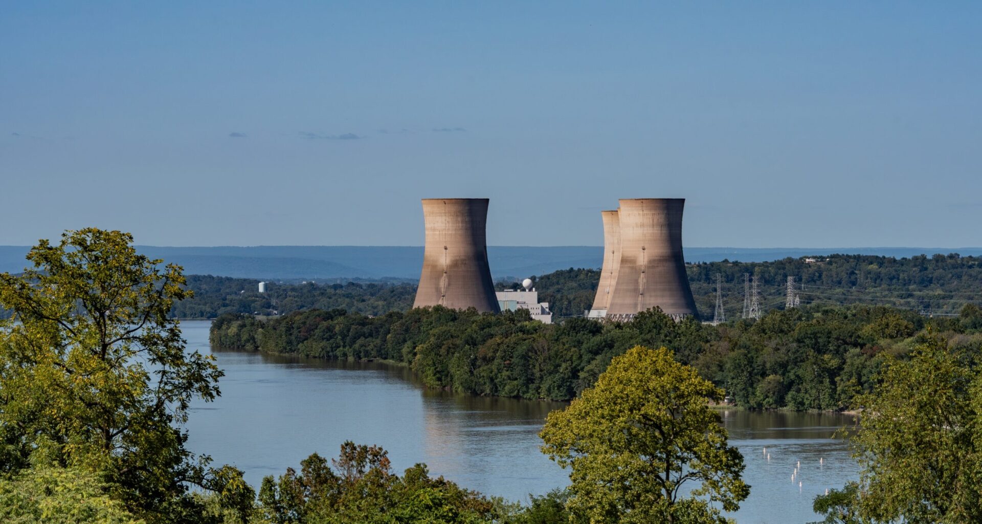 Cooling towers symbolizing U.S.–South Korea nuclear cooperation.
