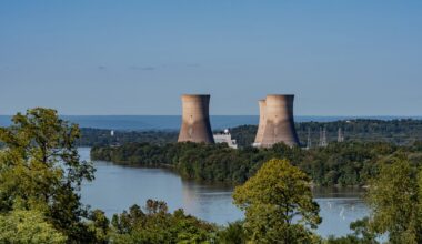 Cooling towers symbolizing U.S.–South Korea nuclear cooperation.