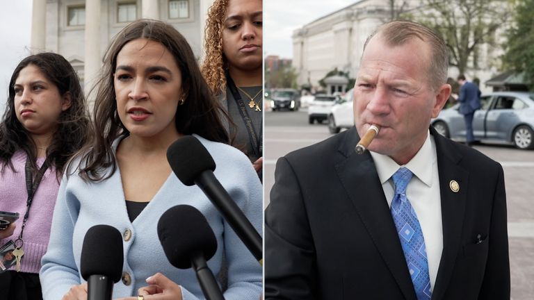 Democratic Congresswoman Alexandria Ocasio-Cortez and Republican Congressman Troy Nehls speak to Sky News