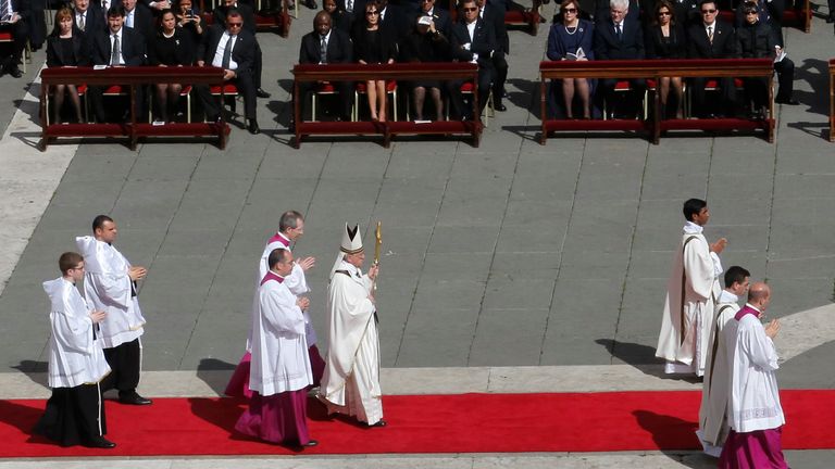 Pope Francis takes part in his inaugural mass in Saint Peter’s Square at the Vatican in this file photo from March 19, 2013. Pic: Reuters