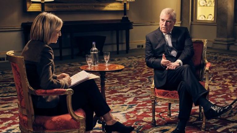 For use in UK, Ireland or Benelux countries only Undated BBC handout photo showing the Duke of York , speaking for the first time about his links to Jeffrey Epstein in an interview with BBC Newsnight's Emily Maitlis, which will be broadcast by the BBC on Saturday.

