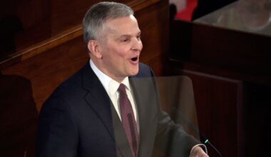 North Carolina Gov. Josh Stein delivers the State of the State address at the Legislative Building, Wednesday, March 12, 2025, in Raleigh N.C. (AP Photo/Chris Seward)