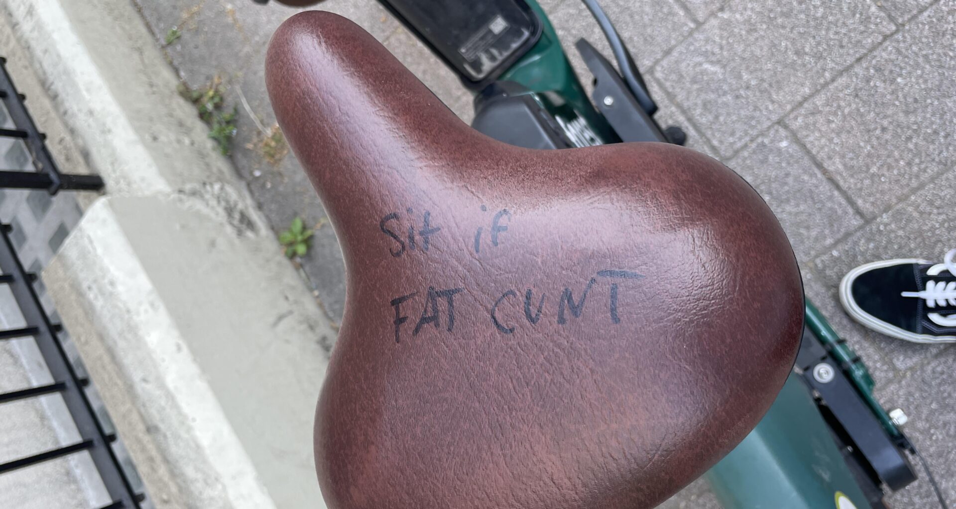 Had to admire the beautiful simplicity of this Forest bike vandalism