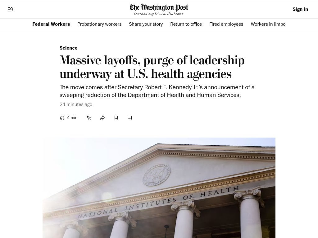 Massive layoffs, purge of leadership underway at U.S. health agencies