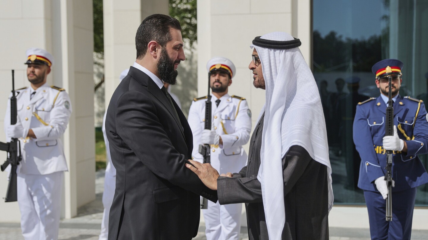 Syria's new leader makes his first visit to the United Arab Emirates