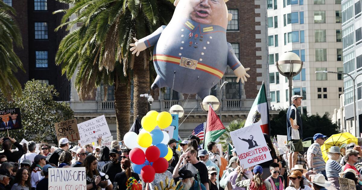 Anti-Trump, Musk protests draw big crowds in L.A. and around the nation