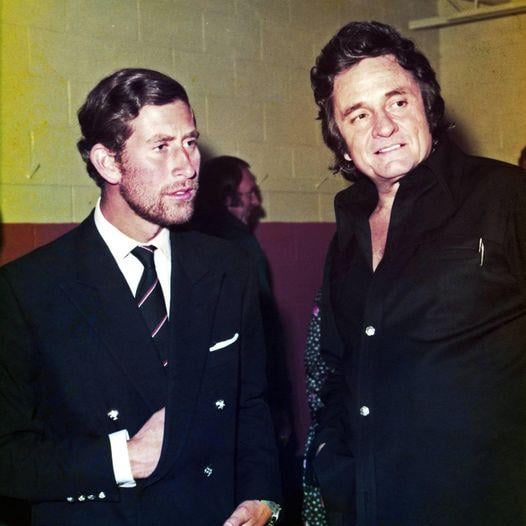 Johnny Cash and Prince Charles in 1975. The future King had met while Cash was in the midst of his 1975 tour. The now King bought a ticket and entered general admission with the rest of the fans.