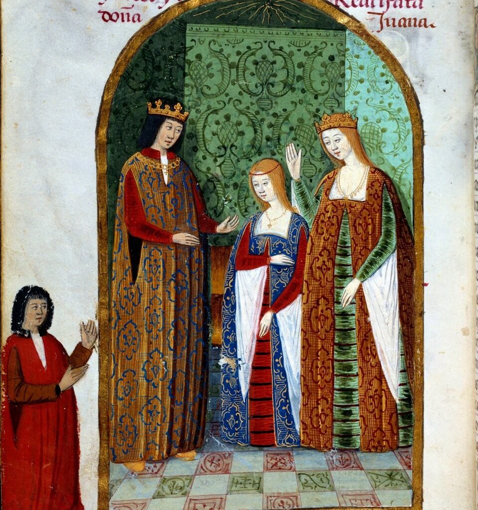 Los Reyes Isabel, Fernando y Juana en El Cancionero de Pedro Marcuello.