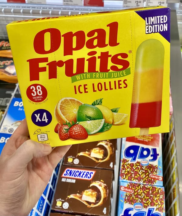 Box of Opal Fruits limited edition ice lollies.