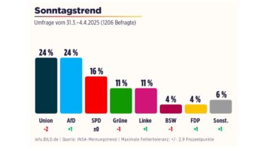 Aktuelle Sonntagsfrage Insa