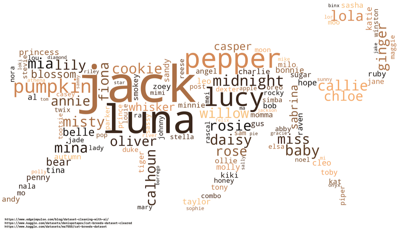 [OC] Most popular cat names extracted from ~40,000 pictures of cats