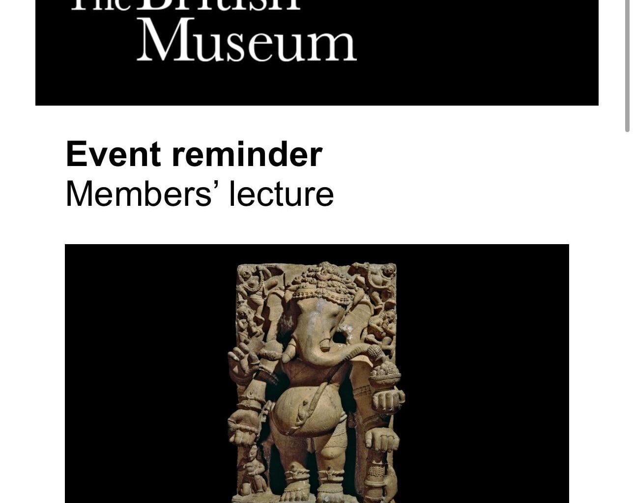 Lecture at the British Museum tonight