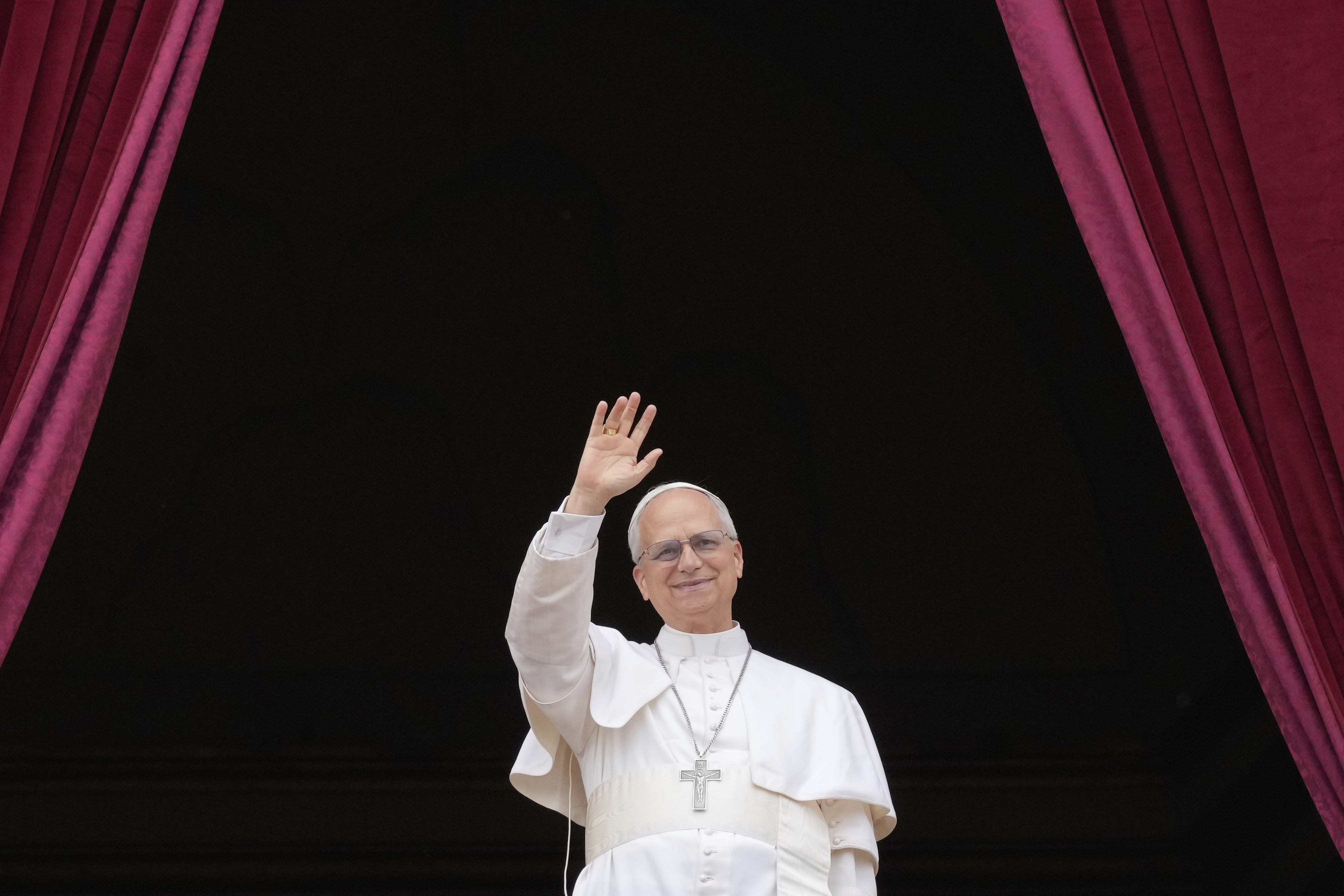 Pope Leo on the balcony of St Peter’s Basilica at the Vatican