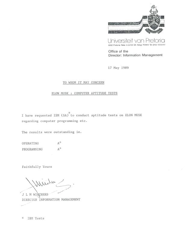 Elon Musk's mother shares son's 1989 aptitude test to prove he was  boy genius
