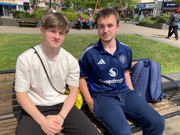 (L-R) Liam Taylor and Mackenzie Loftus, sixth form college students in Middleton