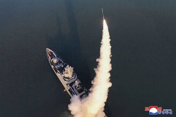 Test-firings of missiles from a newly launched destroyer Choe Hyon