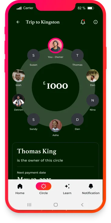 A user sets up a money circle in the Bloom Money app.