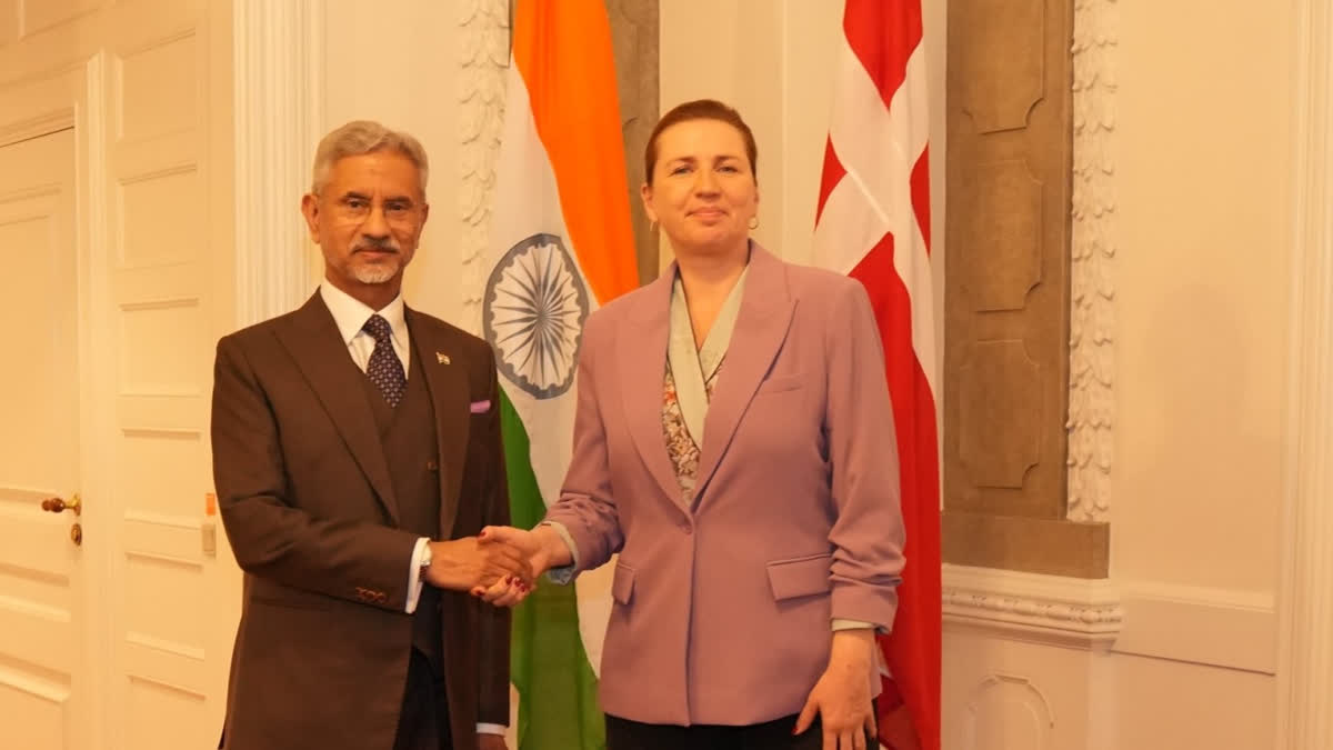 Danish PM Mette Frederiksen received EAM S Jaishankar in Copenhagen on Tuesday (local time).