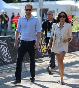 DUSSELDORF, GERMANY - SEPTEMBER 15: Prince Harry, Duke of Sussex and his wife Meghan Markle attend the Invictus Games at the Merkur Spiel-Arena in Dusseldorf, Germany on September 15, 2023. (Photo by Kadir Ilboga/Anadolu Agency via Getty Images)