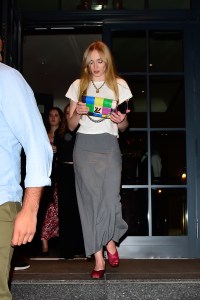 NEW YORK, NEW YORK - SEPTEMBER 21: Sophie Turner is seen leaving a restaurant in Tribeca on September 21, 2023 in New York City. (Photo by Raymond Hall/GC Images)