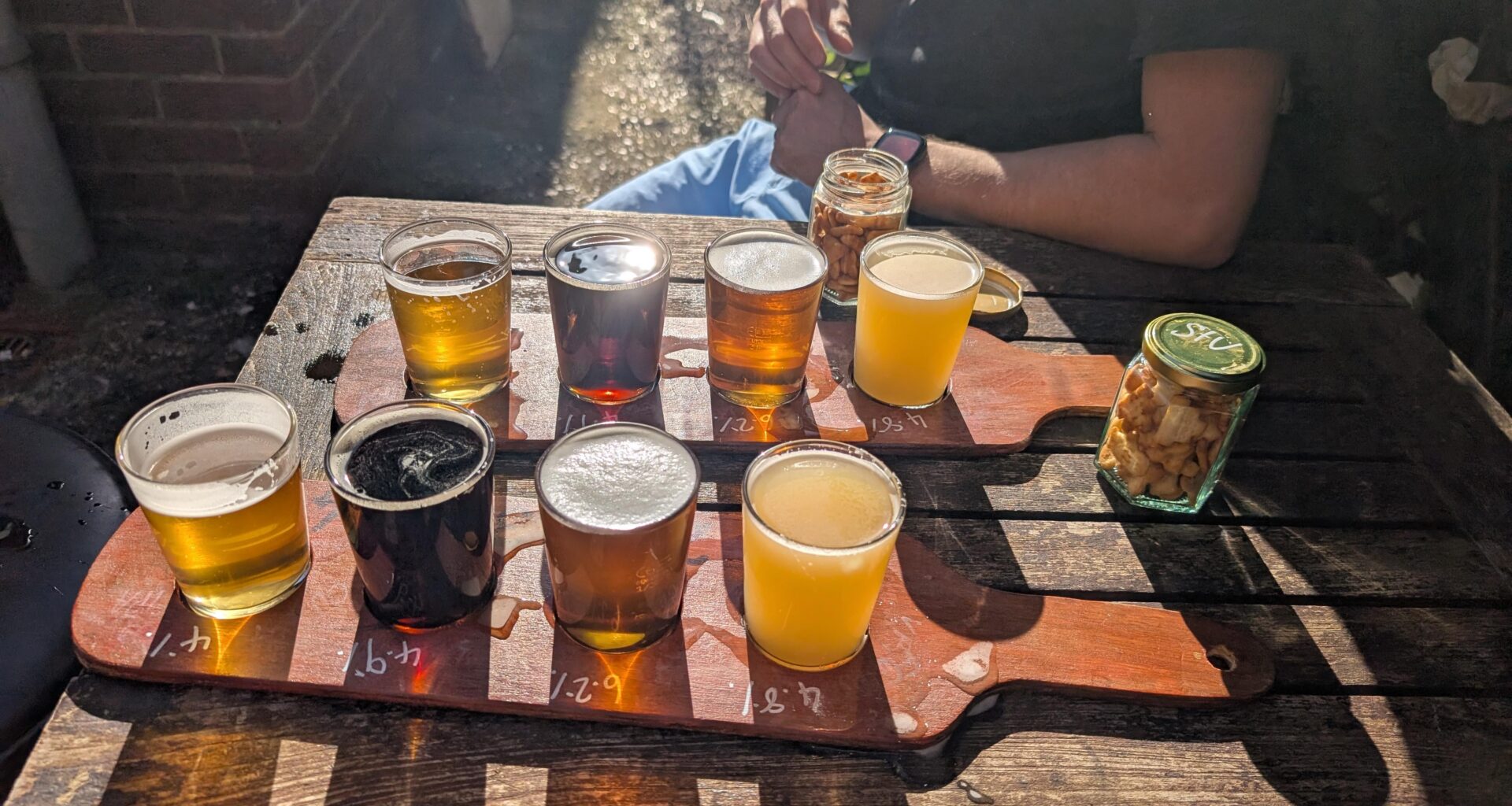 A beer flight in the sun. Is there a better way to spend an afternoon in the UK?