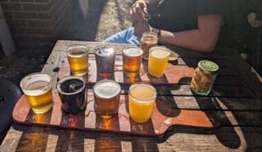 A beer flight in the sun. Is there a better way to spend an afternoon in the UK?
