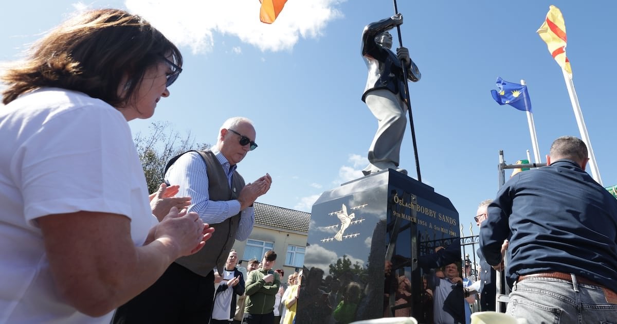 Republicans gather for unveiling of Bobby Sands statue in west Belfast