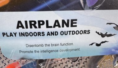 Son won a cheap toy in the arcades. Packaging sounds vaguely threatening.