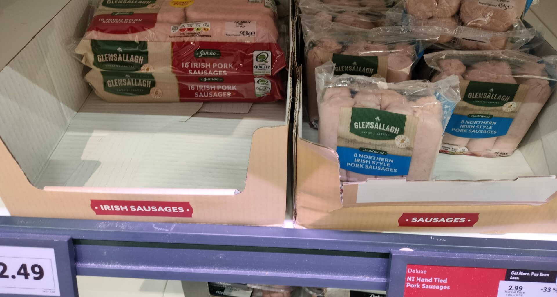 Irish and Northern Irish sasages at Lidl