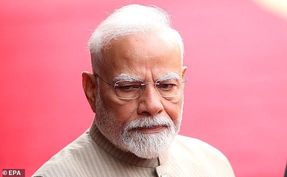 epa12070625 Indian Prime Minister Narendra Modi looks on during an event in New Delhi, India, 03 May 2025. India has banned direct and indirect import or transit of all goods originating in or exported from Pakistan with immediate effect until further notice, as well as barring access of Pakistani ships to Indian ports, a notification from India's Directorate General of Foreign Trade stated, following the 22 April deadly attack in Pahalgam, India-administered Kashmir, that left 26 people dead.  EPA/HARISH TYAGI