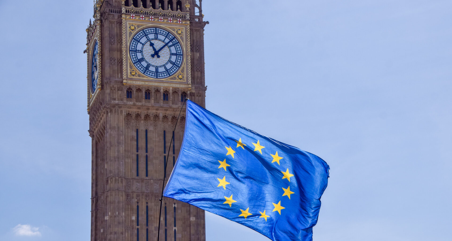 Flag of the European Union flies next